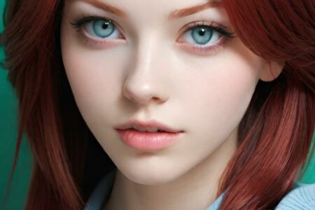 AI girl with red hair wallpaper