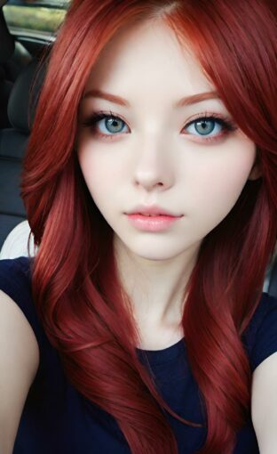 AI girl with red hair wallpaper
