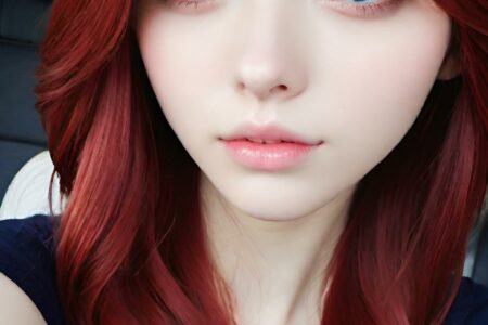 AI girl with red hair wallpaper