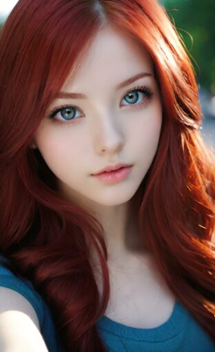 AI girl with red hair wallpaper