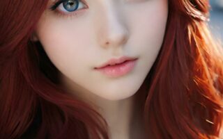 AI girl with red hair wallpaper