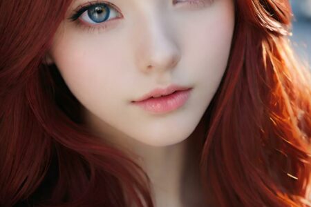 AI girl with red hair wallpaper