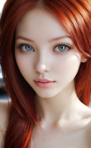 AI girl with red hair wallpaper