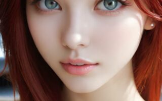 AI girl with red hair wallpaper