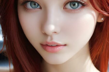 AI girl with red hair wallpaper