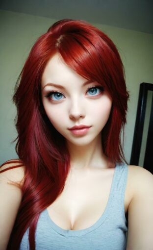 AI girl with red hair wallpaper