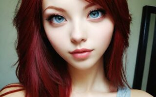 AI girl with red hair wallpaper