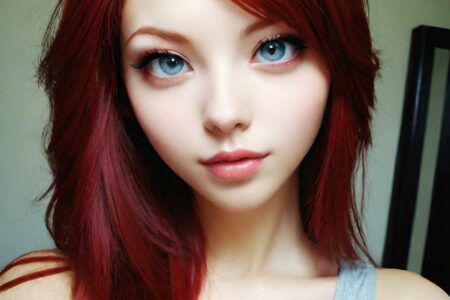 AI girl with red hair wallpaper