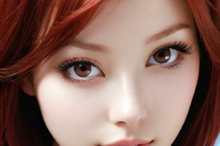 AI girl with red hair wallpaper