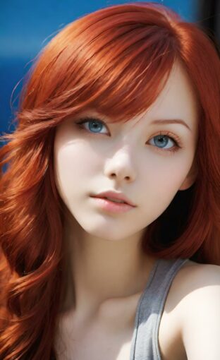 AI girl with red hair wallpaper