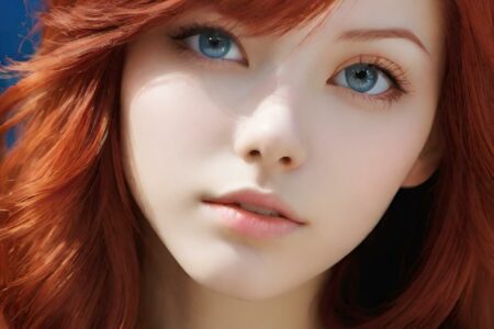AI girl with red hair wallpaper