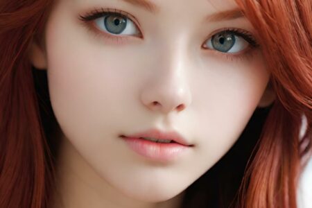 AI girl with red hair wallpaper