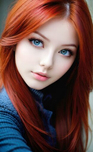 AI girl with red hair wallpaper