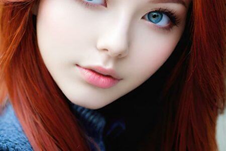AI girl with red hair wallpaper