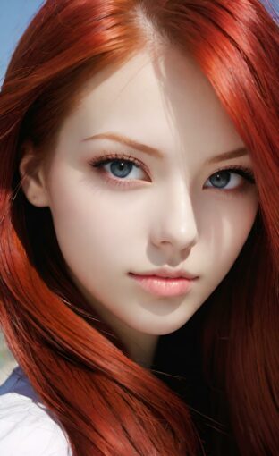 AI girl with red hair wallpaper