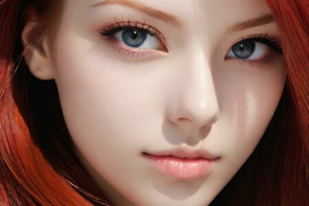 AI girl with red hair wallpaper
