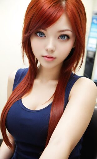 AI girl with red hair wallpaper