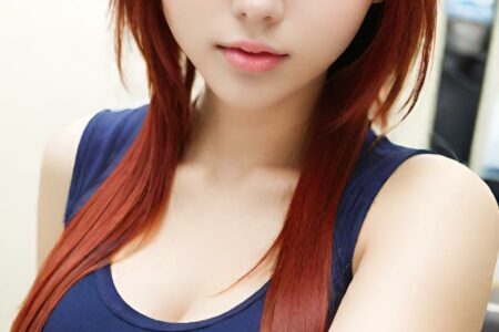 AI girl with red hair wallpaper