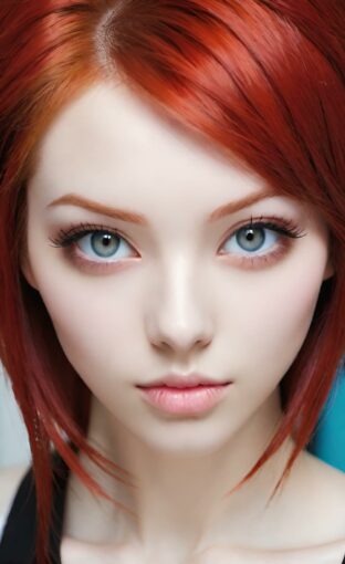 AI girl with red hair wallpaper
