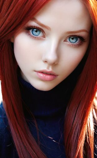 AI girl with red hair wallpaper