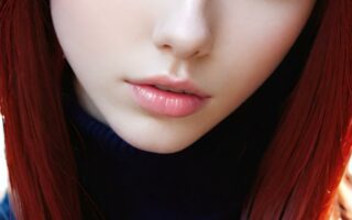AI girl with red hair wallpaper