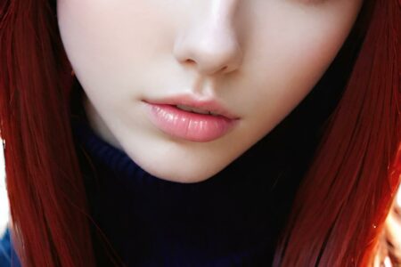 AI girl with red hair wallpaper