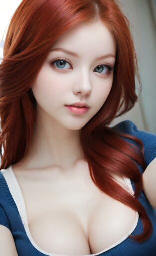 AI girl with red hair wallpaper