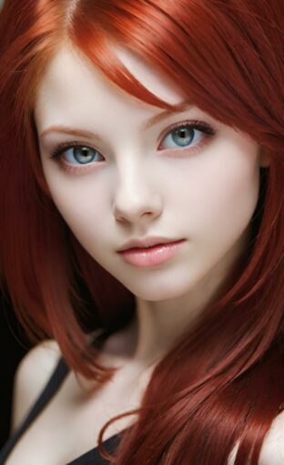 AI girl with red hair wallpaper
