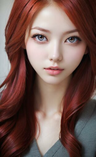 AI girl with red hair wallpaper