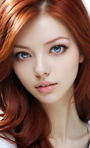 AI girl with red hair wallpaper