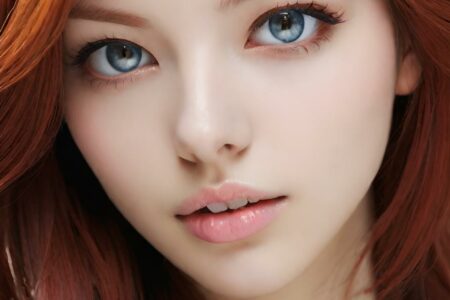 AI girl with red hair wallpaper