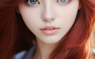 AI girl with red hair wallpaper