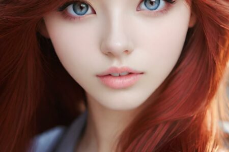 AI girl with red hair wallpaper