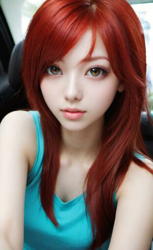AI girl with red hair wallpaper
