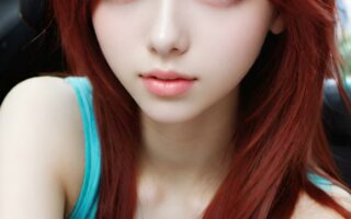 AI girl with red hair wallpaper