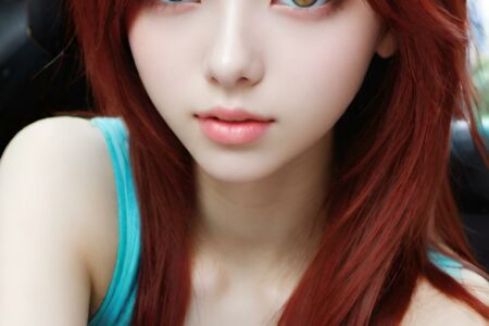 AI girl with red hair wallpaper
