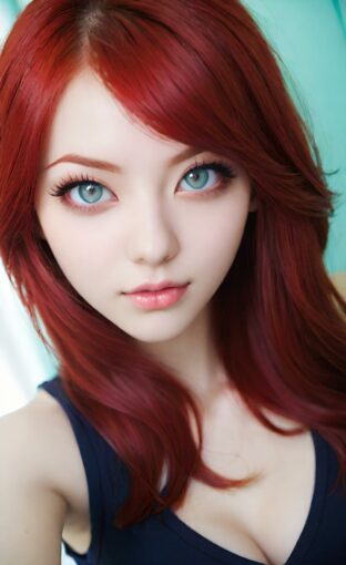 AI girl with red hair wallpaper