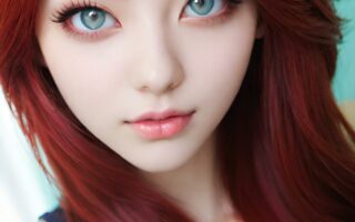 AI girl with red hair wallpaper