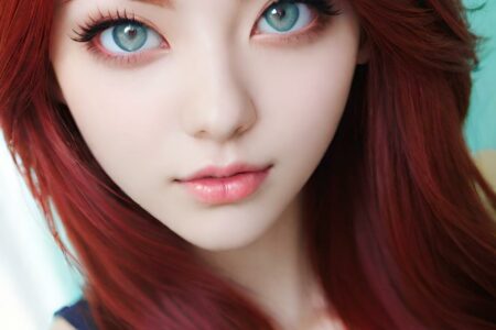 AI girl with red hair wallpaper