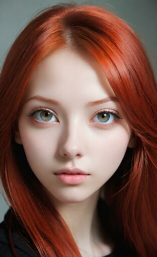 AI girl with red hair wallpaper