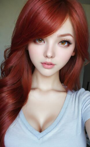 AI girl with red hair wallpaper