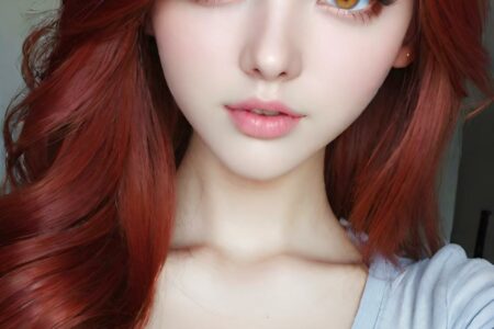 AI girl with red hair wallpaper