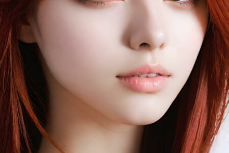 AI girl with red hair wallpaper
