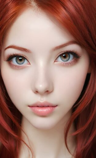 AI girl with red hair wallpaper
