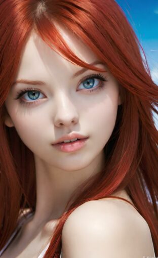AI girl with red hair wallpaper