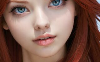 AI girl with red hair wallpaper