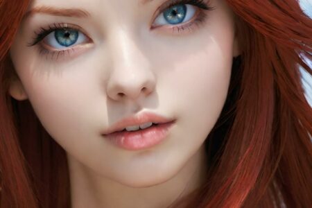 AI girl with red hair wallpaper