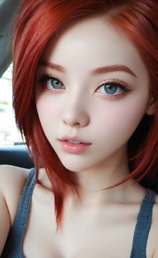 AI girl with red hair wallpaper