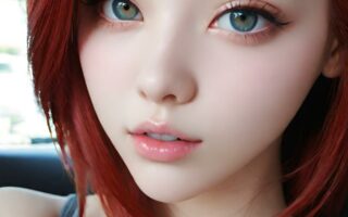 AI girl with red hair wallpaper
