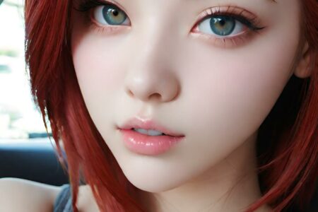 AI girl with red hair wallpaper